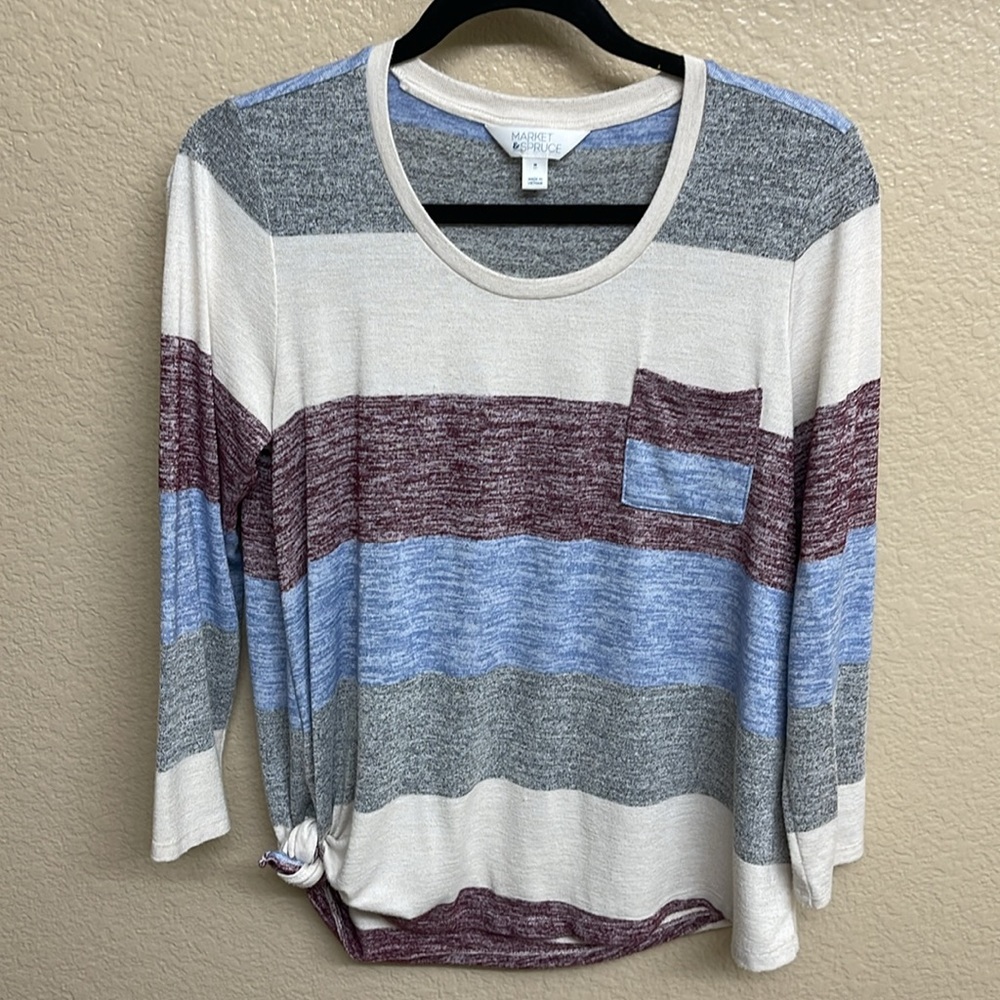 Vreelan 1 Pocket Side Knot Knit Top